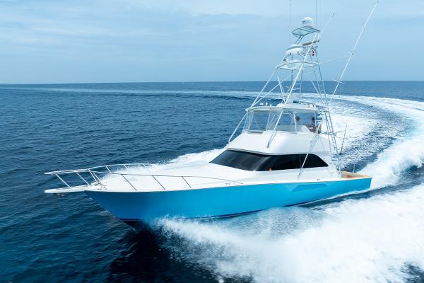 Viking 52 Convertible 2005 Viking 52 Convertible yacht cruising on open water.