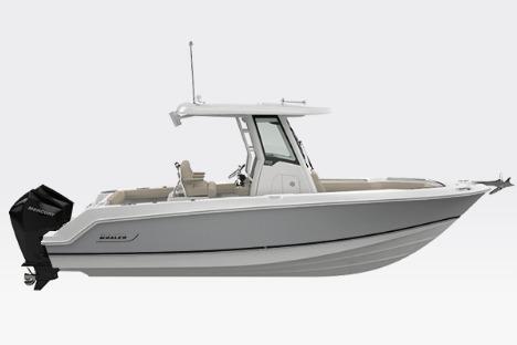 Boston Whaler 250 Outrage 2026 Boston Whaler 250 Outrage boat, side view, sleek design, powerful engine.