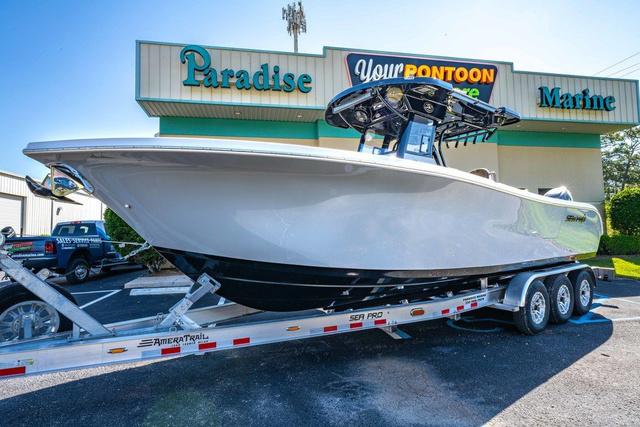 Sea Pro 292 DLX 2025 Sea Pro 292 DLX boat on trailer at Paradise Marine dealership.