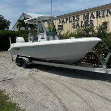 Everglades 235 Center Console 2024 Everglades 235 Center Console boat on trailer at Naples Marine Sales.