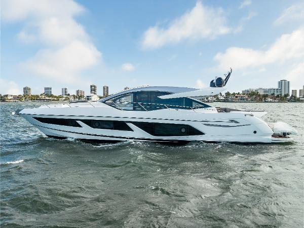 Sunseeker Predator 74 2018 Sunseeker Predator 74 yacht cruising on open water.