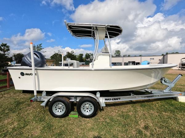 May-Craft 20 Cape Classic 2023 May-Craft 20 Cape Classic boat on trailer, side view, outdoors.