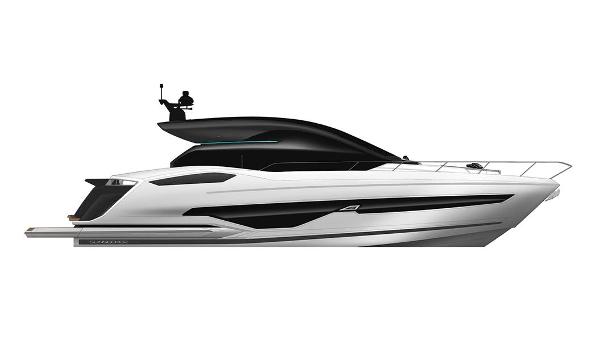 Sunseeker Predator 55 2026 Sunseeker Predator 55 luxury yacht, sleek design, side profile view.