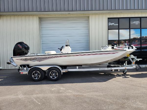 Ranger RB200 2025 Ranger RB200 boat on trailer outside a building.