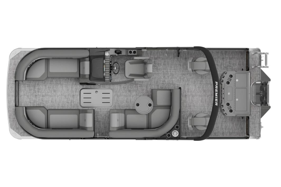Premier 230 Sunsation Angler 2pt Top view of 2026 Premier 230 Sunsation Angler 2pt pontoon boat layout.