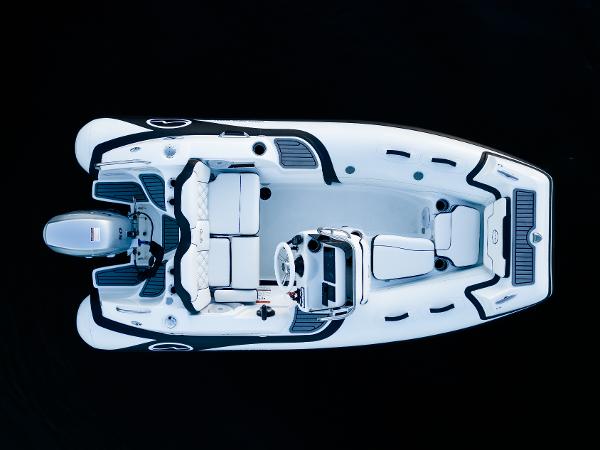 Walker Bay Generation 12 Top view of 2024 Walker Bay Generation 12 boat with seating and steering console.
