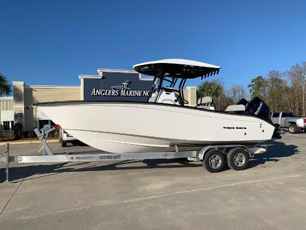 Cape Horn 24 XS 2024 Cape Horn 24 XS boat on trailer at Anglers Marine dealership.