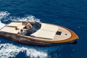 Frauscher 1017 GT 2020 Frauscher 1017 GT luxury yacht cruising on open blue sea.