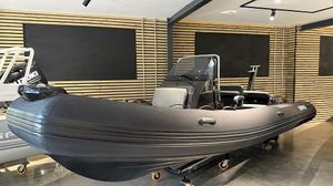 Brig Eagle 6 2024 Brig Eagle 6 inflatable boat displayed indoors on a trailer.
