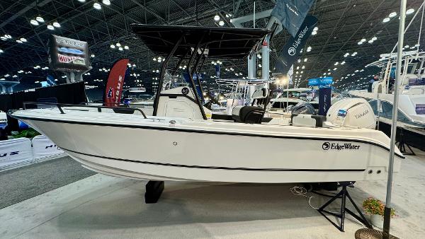 Edgewater 208CC Watchman 2025 Edgewater 208CC Watchman boat displayed at an indoor exhibition.
