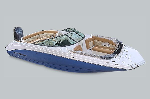 NauticStar 223DC 2024 NauticStar 243DC boat with blue hull and tan interior.