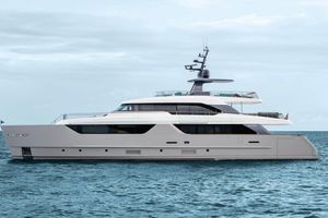 Sanlorenzo SD118 Luxurious 2027 Sanlorenzo SD118 yacht cruising on calm ocean waters.