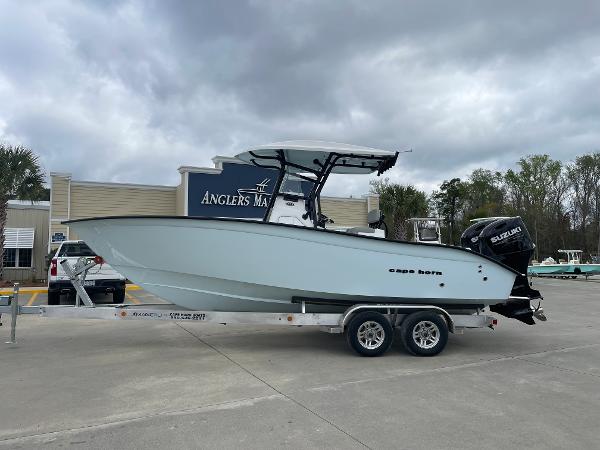 Cape Horn 24XS 2026 Cape Horn 24XS boat on trailer at Anglers Marine dealership.