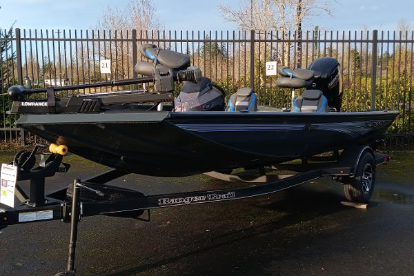Ranger RT178 2025 Ranger RT178 fishing boat on trailer, parked outdoors.