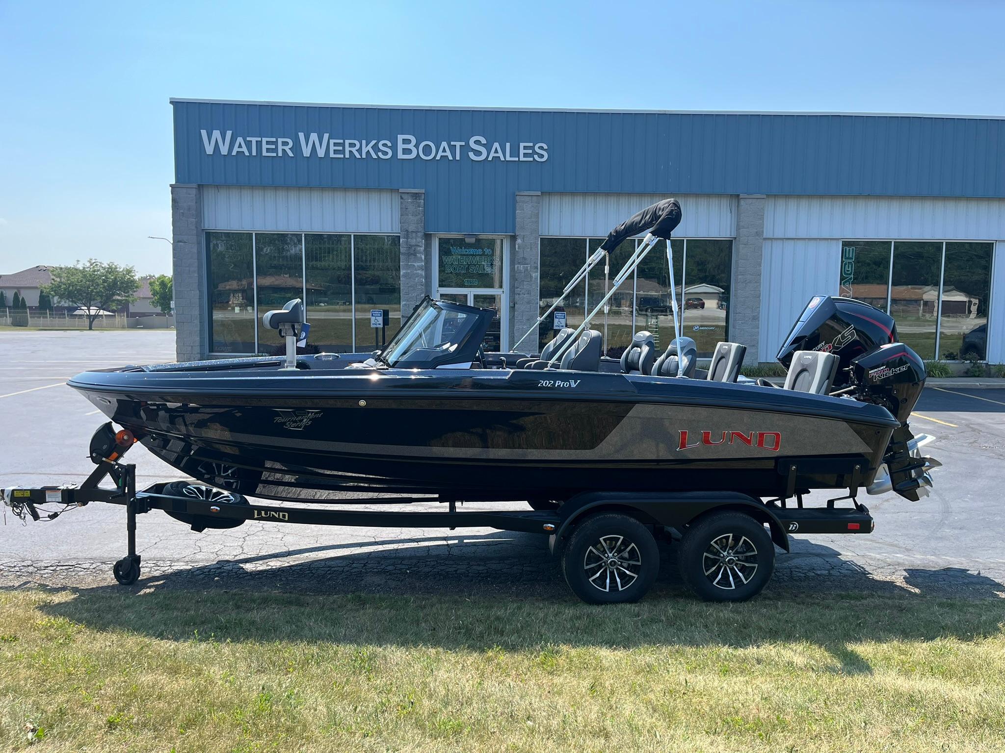 Lund 202 Pro-V GL 2025 Lund 202 Pro-V GL boat on trailer at Water Werks Boat Sales.
