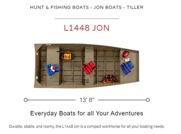 Lowe L1448 Jon Lowe L1448 Jon boat, 2025 model, 13'8" length, ideal for hunting and fishing adventures.