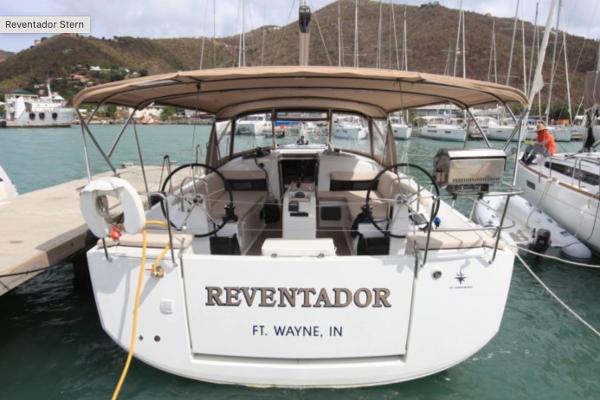 Jeanneau Sun Odyssey 440 Jeanneau Sun Odyssey 440 sailboat docked, named "Reventador," from Ft. Wayne, IN, 2018 model.