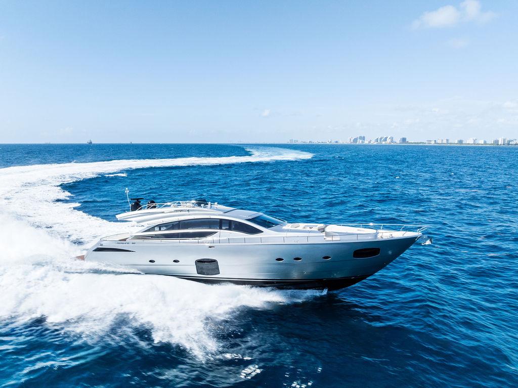 Pershing 82 Luxury 2017 Pershing 82 yacht cruising on open blue sea.