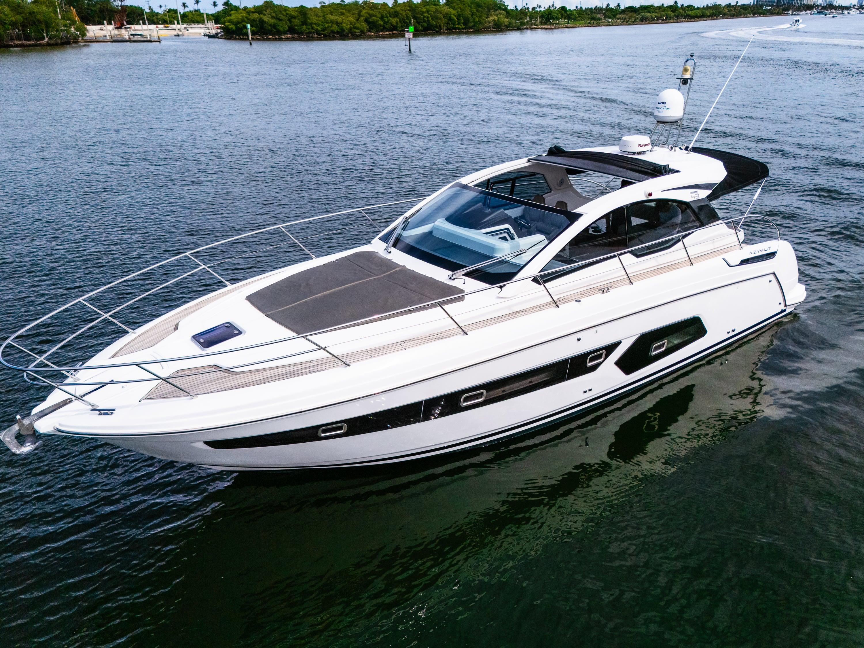 Azimut Atlantis 43 2019 Azimut Atlantis 43 yacht cruising on calm waters.