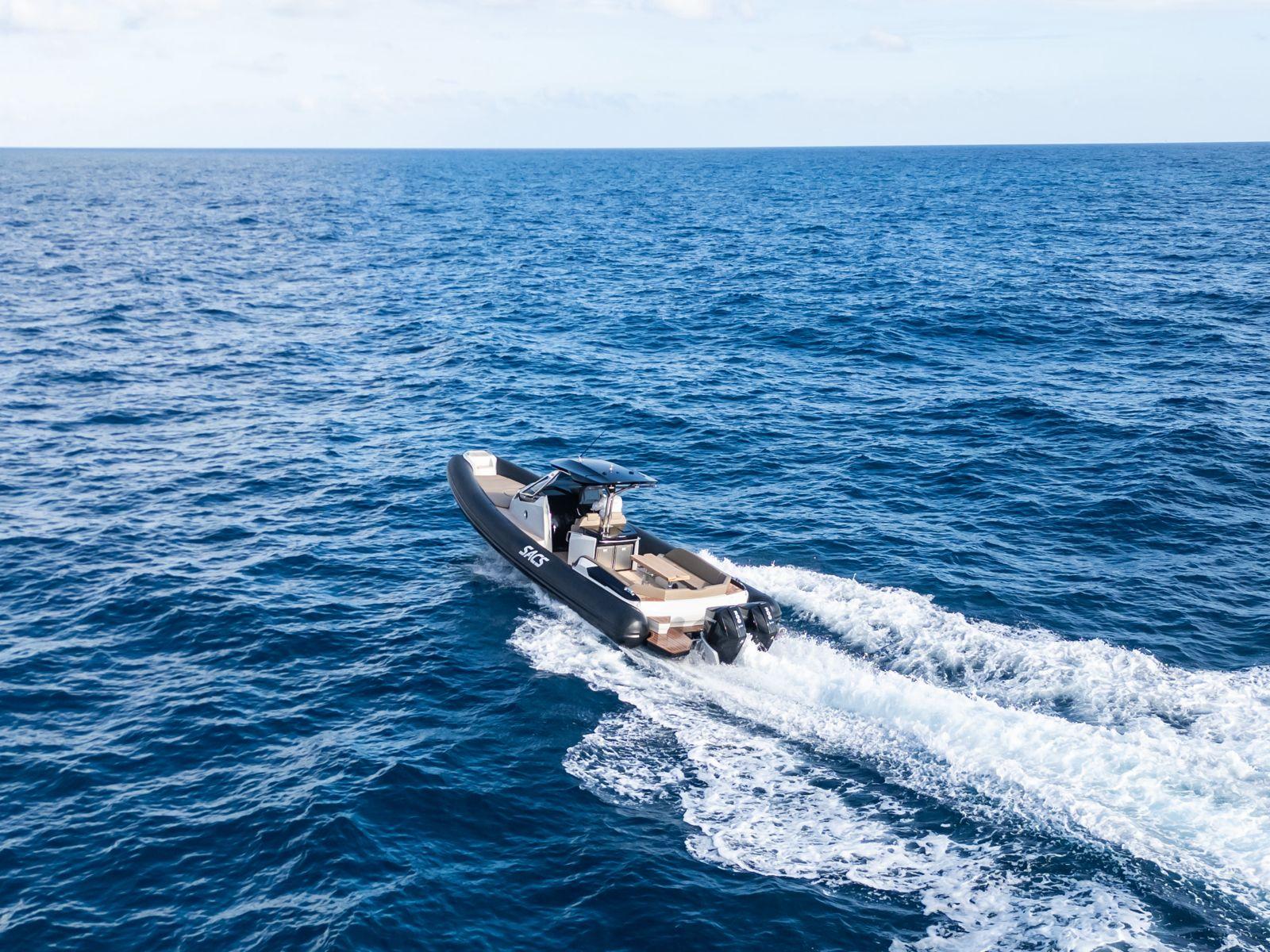 SACS 11 2026 SACS Strider 11 cruising on open blue sea.