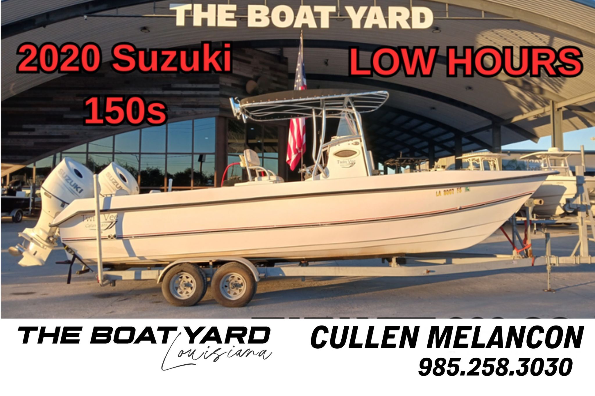 Twin Vee 26 Center Console 2006 Twin Vee 26 Center Console boat with 2020 Suzuki 150s, low hours, at The Boat Yard.