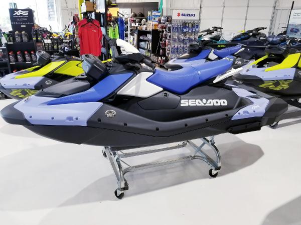 Sea-Doo Spark 3up iDF, iBR & Audio 2024 Sea-Doo Spark 3up iDF, iBR & Audio on display in showroom.