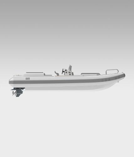Novurania Catamaran 24 2025 Novurania Catamaran 24, sleek design, side view, gray gradient background.
