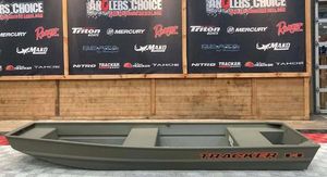 Tracker Grizzly 1436 Utility 2025 Tracker Grizzly® 1436 Utility boat displayed at Angler's Choice event.