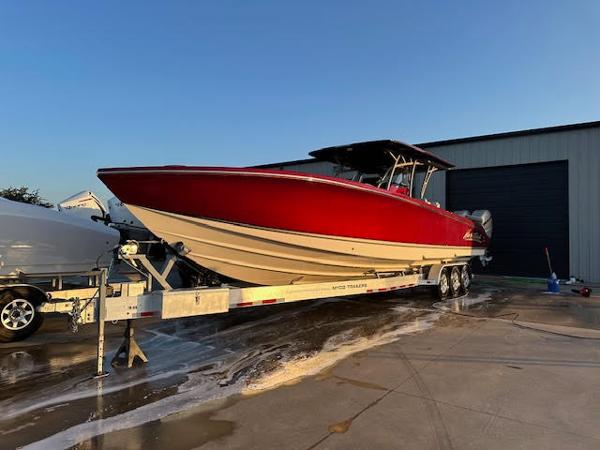 Nor-Tech 390 Sport Center Console 2020 Nor-Tech 390 Sport Center Console boat on a trailer.