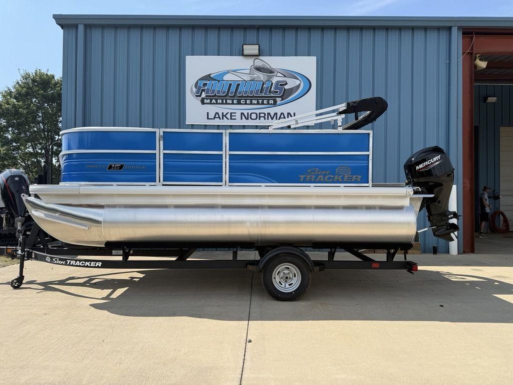 Sun Tracker Party Barge 16 DLX 2026 Sun Tracker PARTY BARGE® 16 DLX pontoon boat at Foothills Marine Center, Lake Norman.