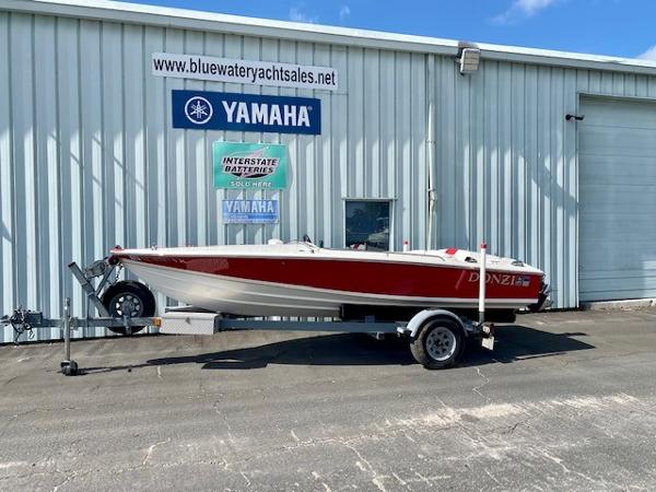 Donzi 18 Classic 1994 Donzi 18 Classic boat on trailer outside Bluewater Yacht Sales.