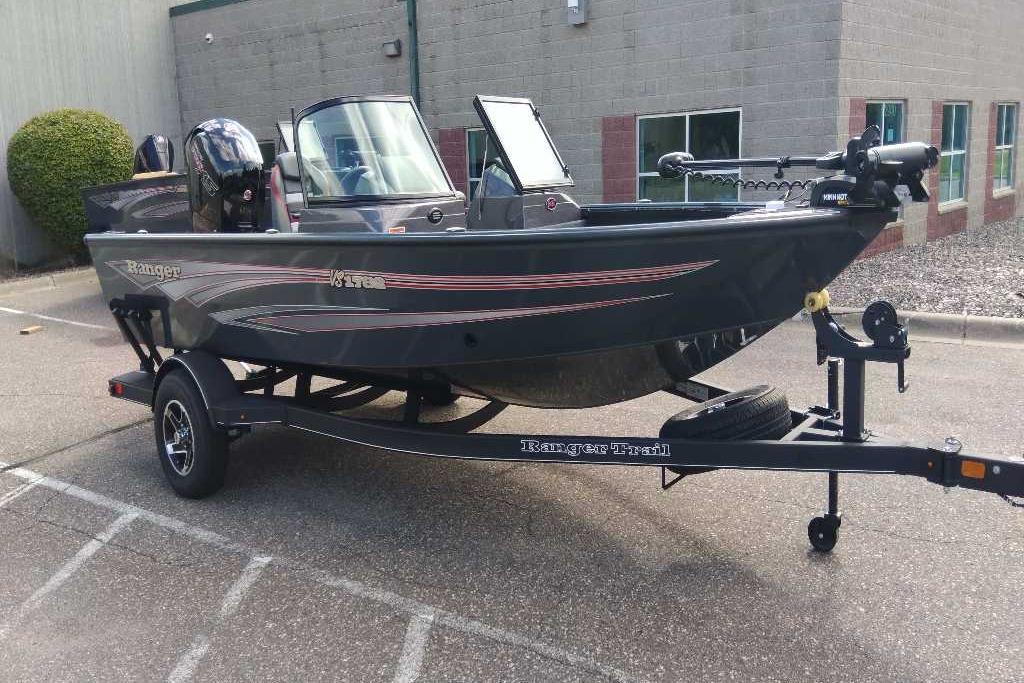Ranger VS1782SC Angler 2024 Ranger VS1782SC Angler boat on trailer, parked outdoors.