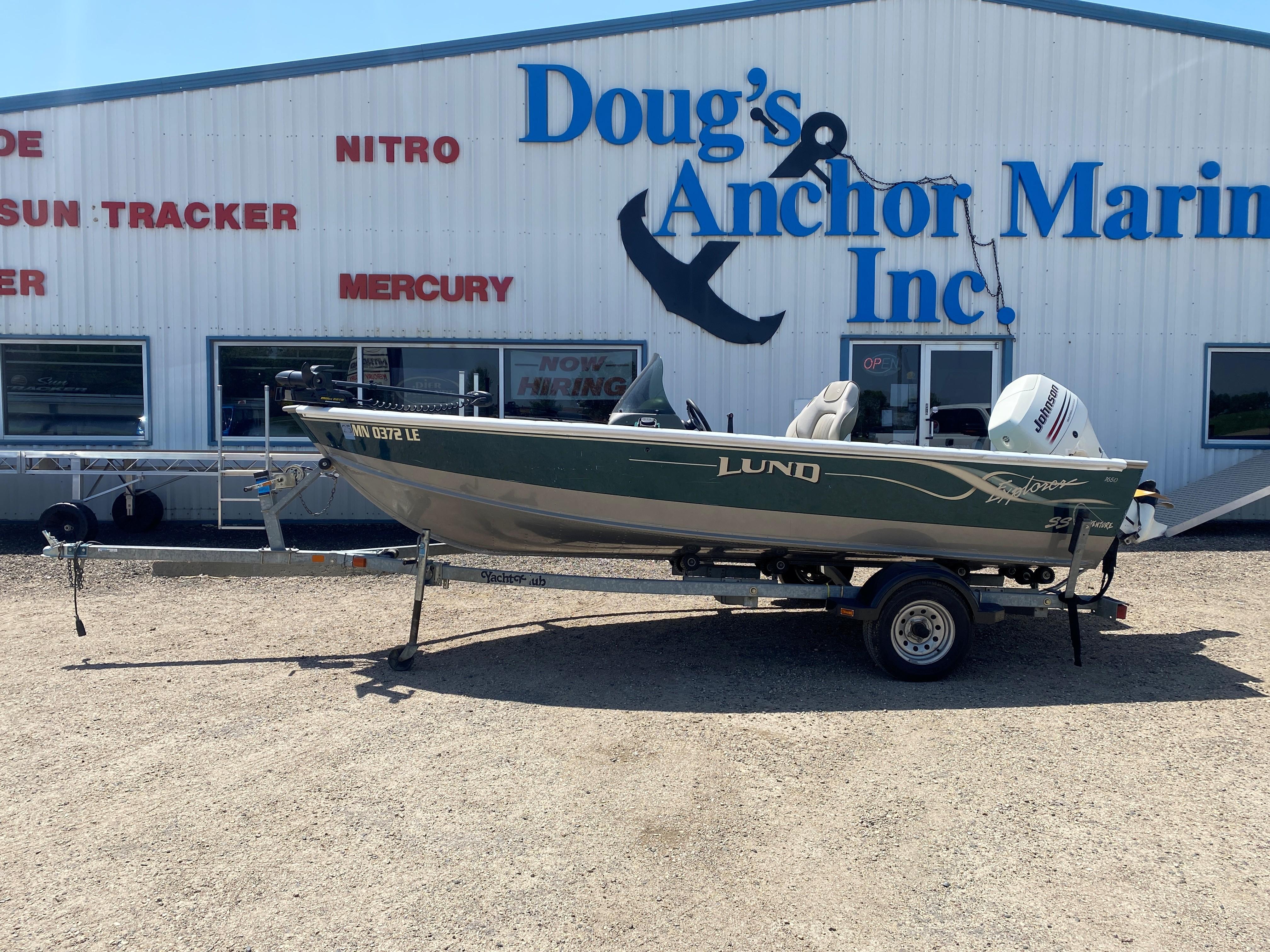 Lund 1650 Explorer 2002 Lund 1650 Explorer boat on trailer outside Doug's Anchor Marine Inc.