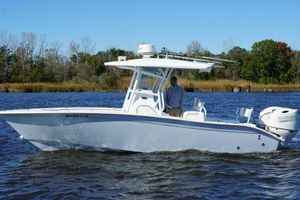 Cape Horn 24 XS 2018 Cape Horn 24 XS boat on water with Suzuki engine, scenic background.