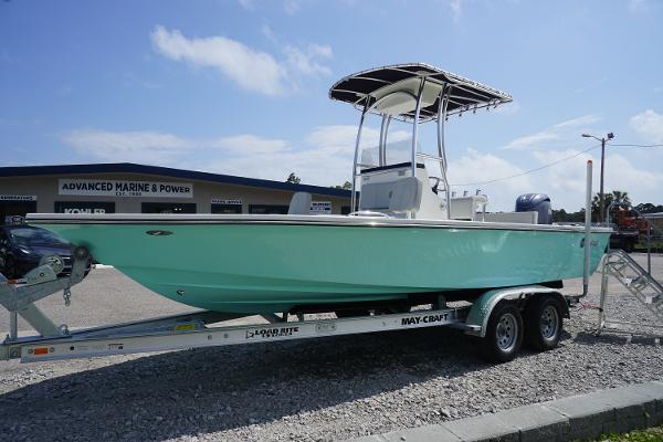 May-Craft 2200 2024 May-Craft 2200 boat on trailer at Advanced Marine & Power dealership.