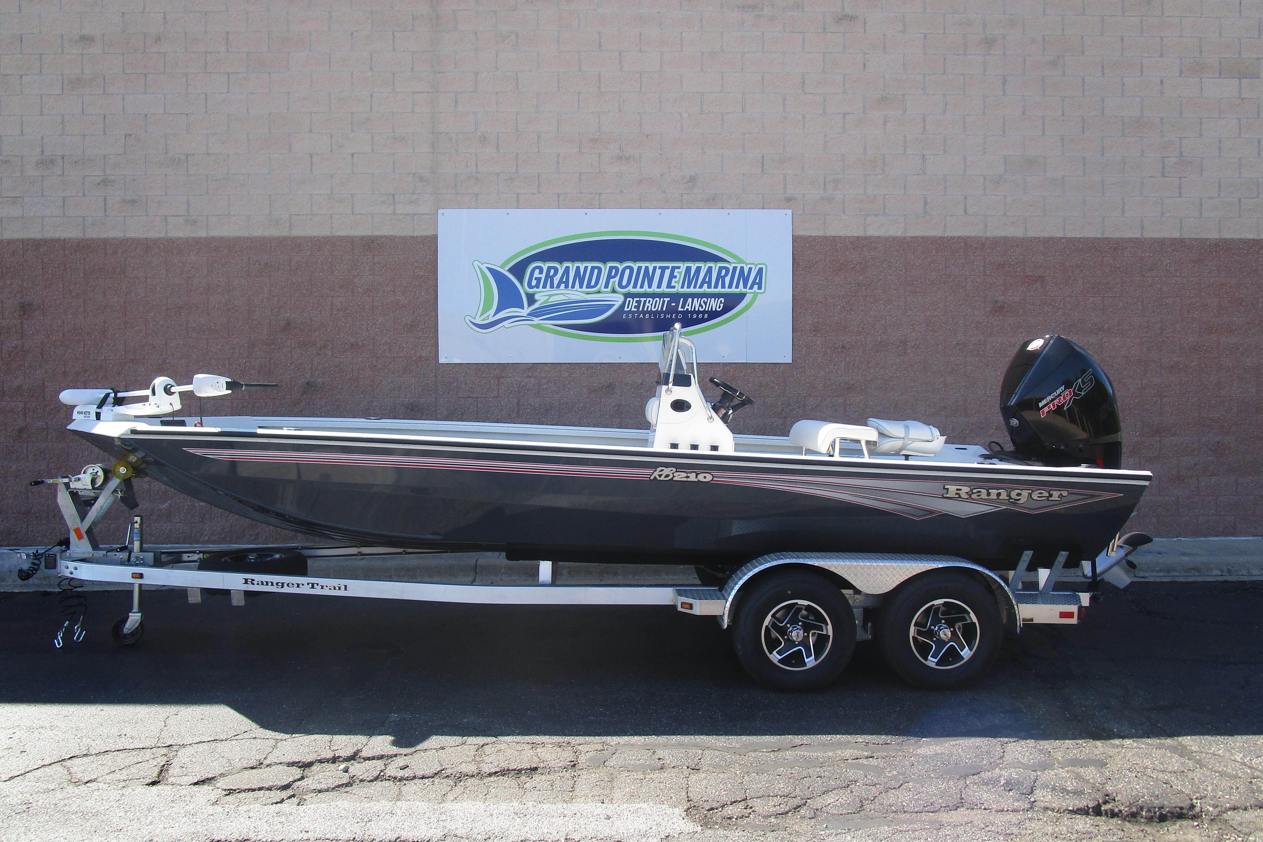 Ranger RB210 2025 Ranger RB210 boat on trailer at Grand Pointe Marina.