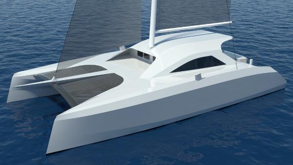 Schionning Arrow 1280 S 2024 Schionning Arrow 1280 S catamaran sailing on the ocean.