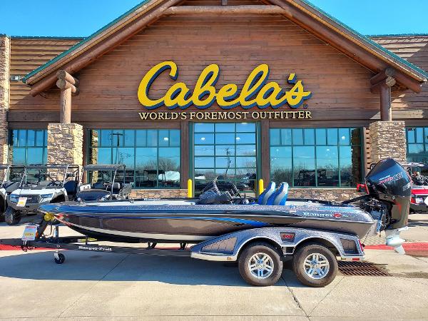 Ranger Z520R 2023 Ranger Z520R boat displayed outside Cabela's store.