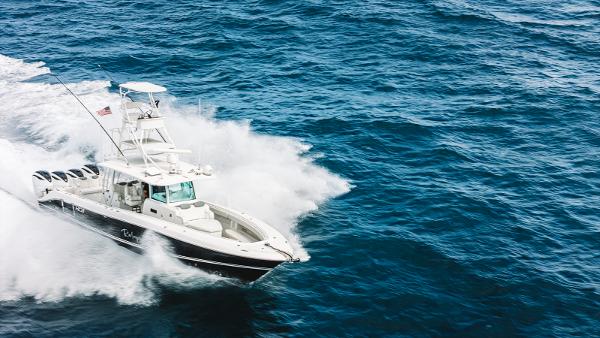 HCB 42 Lujo 2021 HCB 42 Lujo boat cruising on open ocean waters.