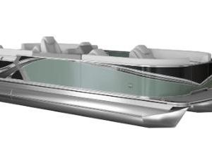 Avalon LSZ Cruise Rear Bench 2026 Avalon LSZ Cruise Rear Bench pontoon boat, sleek design, silver and gray color scheme.