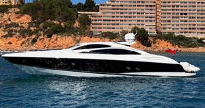 Sunseeker Predator 82 Luxury Sunseeker Predator 82 yacht cruising near coastal cliffs, 2006 model.