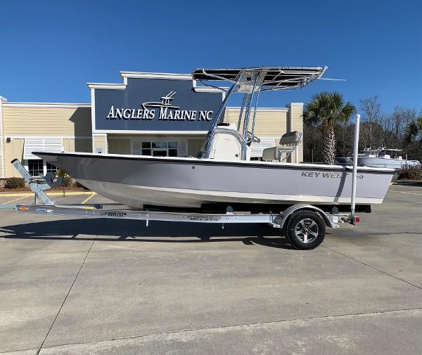 Key West 210 Bay Reef 2024 Key West 210 Bay Reef boat on trailer at Anglers Marine NC.