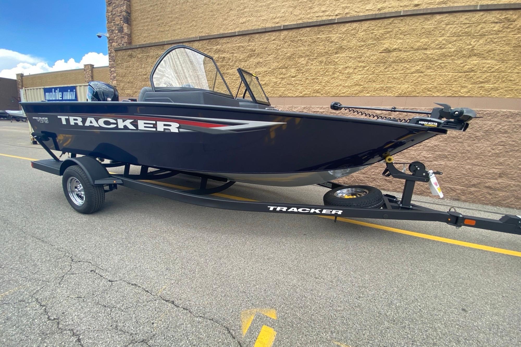 Tracker Pro Guide V-175 WT 2026 Tracker Pro Guide V-175 WT boat on trailer, parked outdoors.