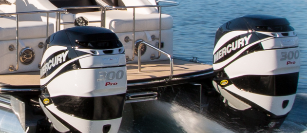 Twin, 300-horsepower Mercury Verado outboards can push the Crowne 250 well past 60 mph. That's fast for any boat, much less a pontoon.