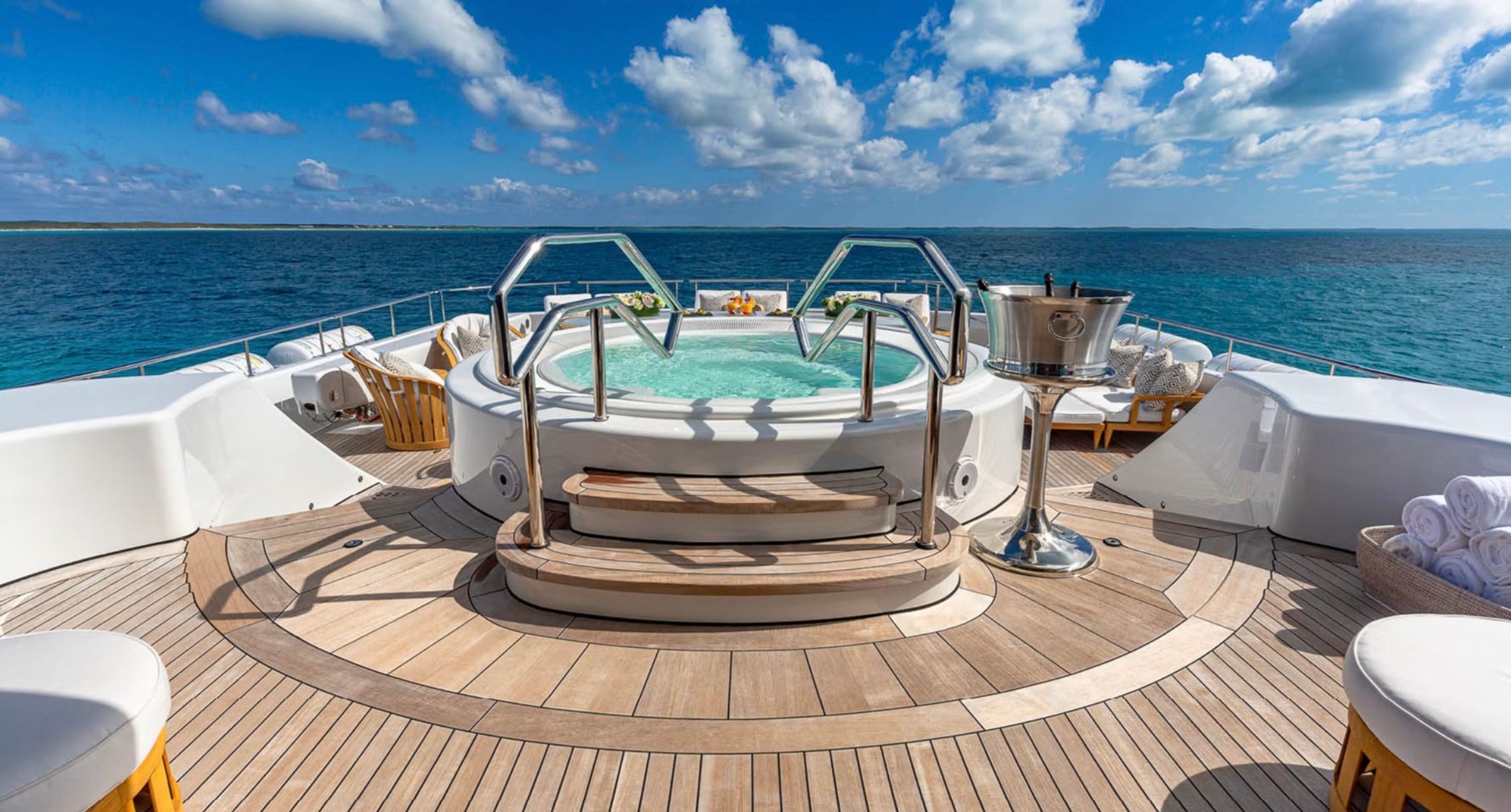 Jacuzzi on the upper deck of the Marguerite. 