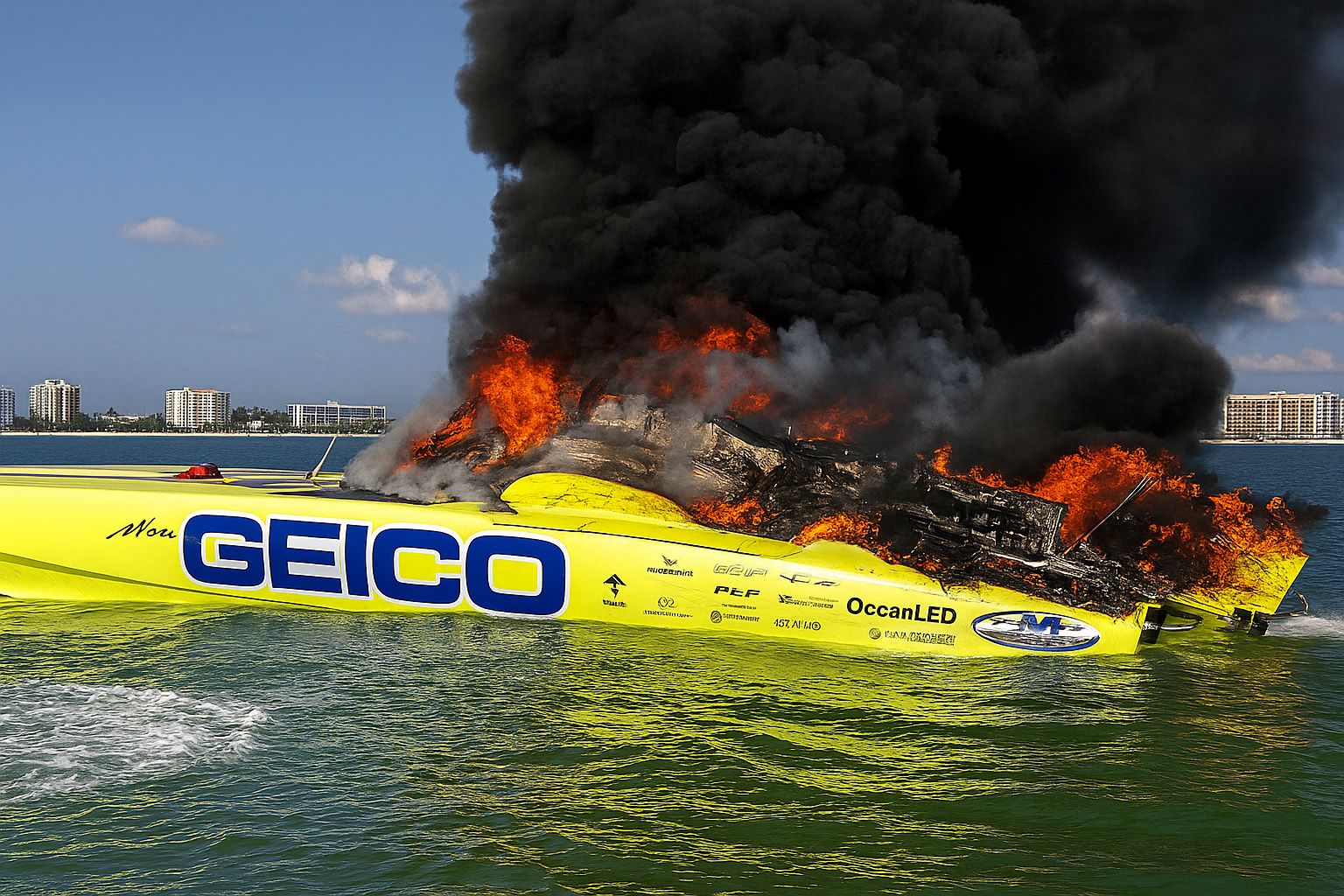 Boat on Fire, Image by VÉHICULE
